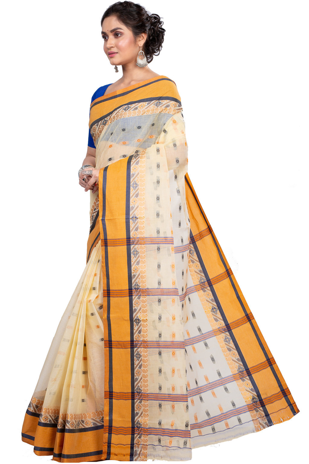 Off White Pure Cotton ToraPar Tant Saree (883)